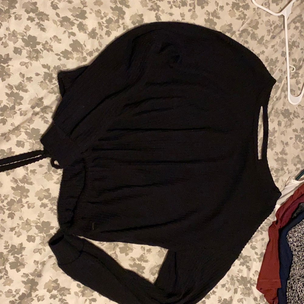 Hollister open back black tie sweater